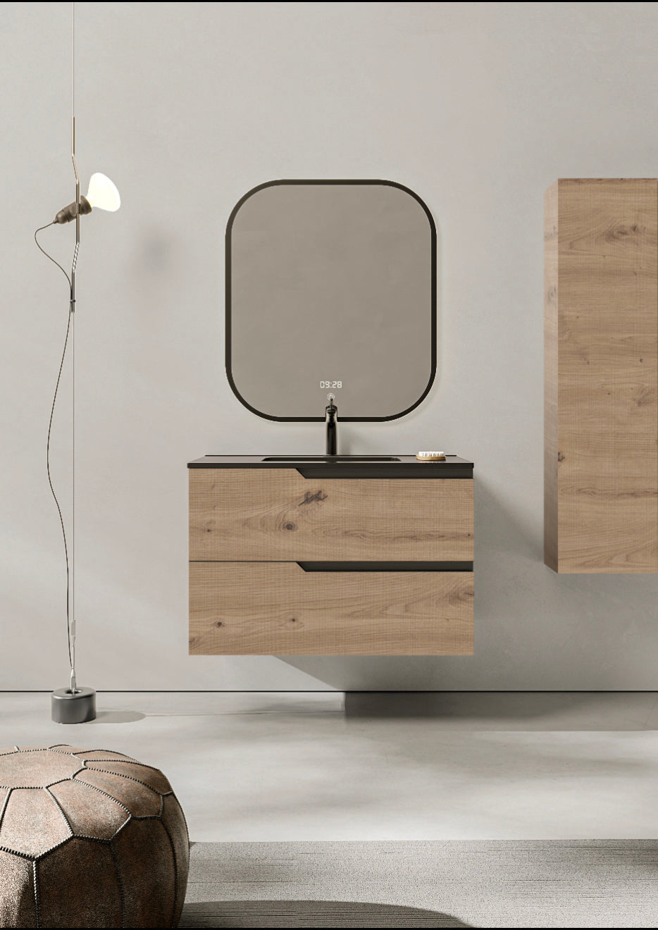 PACK BOHE Meuble et Plan Vasque 80 cm + Colonne Sun