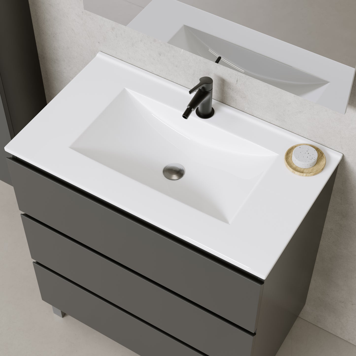 Ensemble CAIRO Meuble 3 tiroirs et Plan Vasque 100 cm