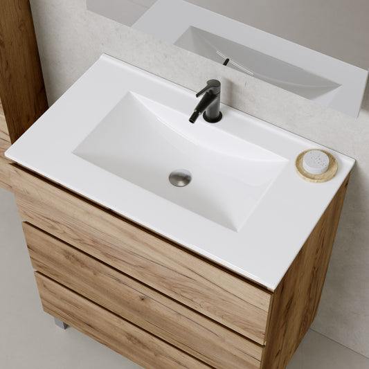 PACK CAIRO Meuble 3 tiroirs et Plan Vasque 80 cm + Colonne CAIRO