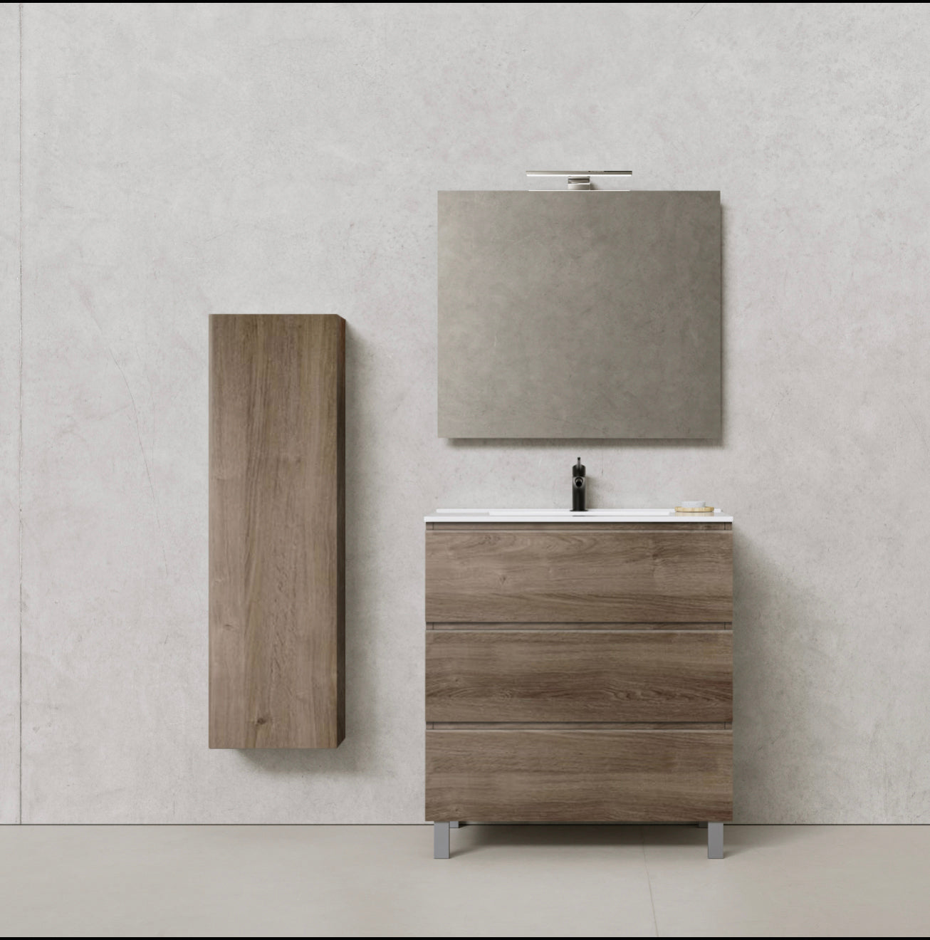 PACK CAIRO Meuble 3 tiroirs et Plan Vasque 60 cm + Colonne CAIRO