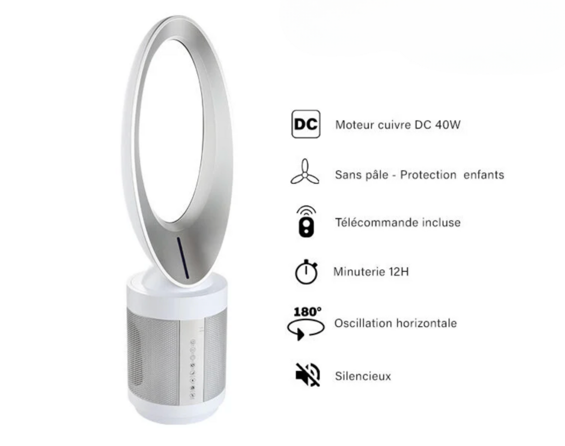 Ventilateur Purificateur Sans Pâle 2 EN 1