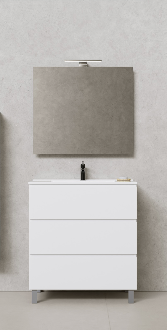 Ensemble CAIRO Meuble 3 tiroirs et Plan Vasque 80 cm