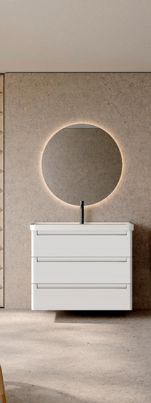 Ensemble ROUND Meuble 3 tiroirs et Plan Vasque 80 cm