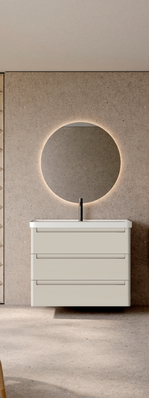 Ensemble ROUND Meuble 3 tiroirs et Plan Vasque 100 cm