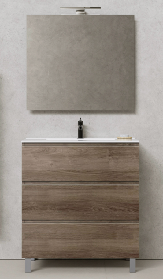 Ensemble CAIRO Meuble 3 tiroirs et Plan Vasque 100 cm