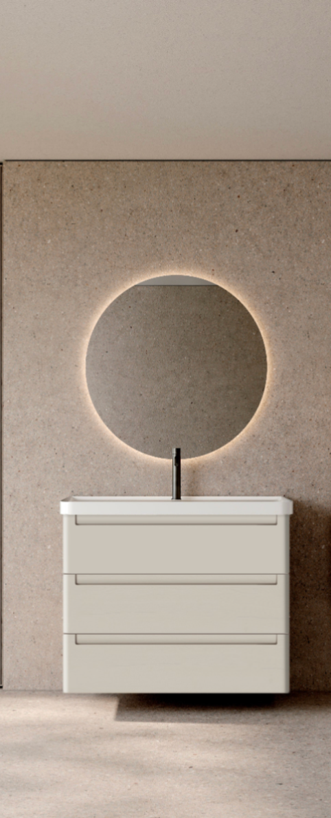 Ensemble ROUND Meuble 3 tiroirs et Plan Vasque 80 cm