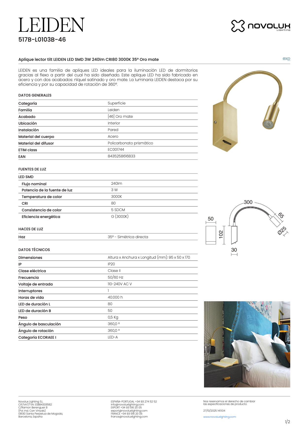Lampes Murale Intérieure Orientable LEIDEN