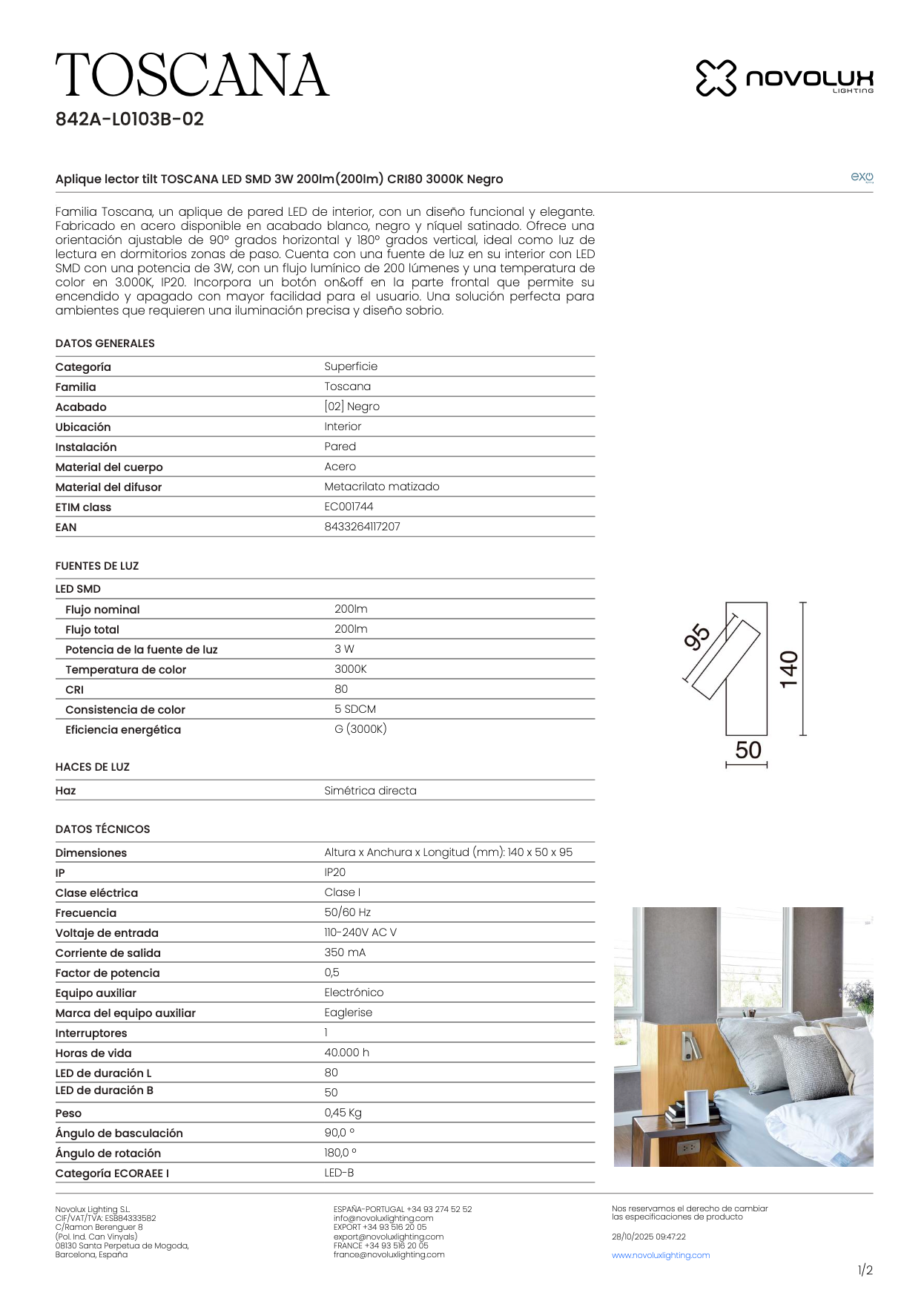 Lampe Murale Intérieure Orientable TOSCANA
