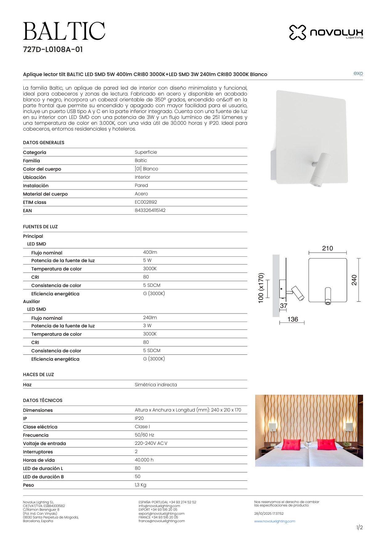 Lampe Murale Intérieure BALTIC