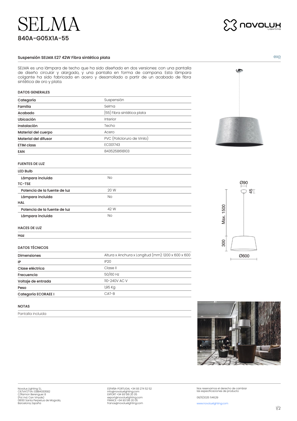 Suspension Intérieure SELMA XL