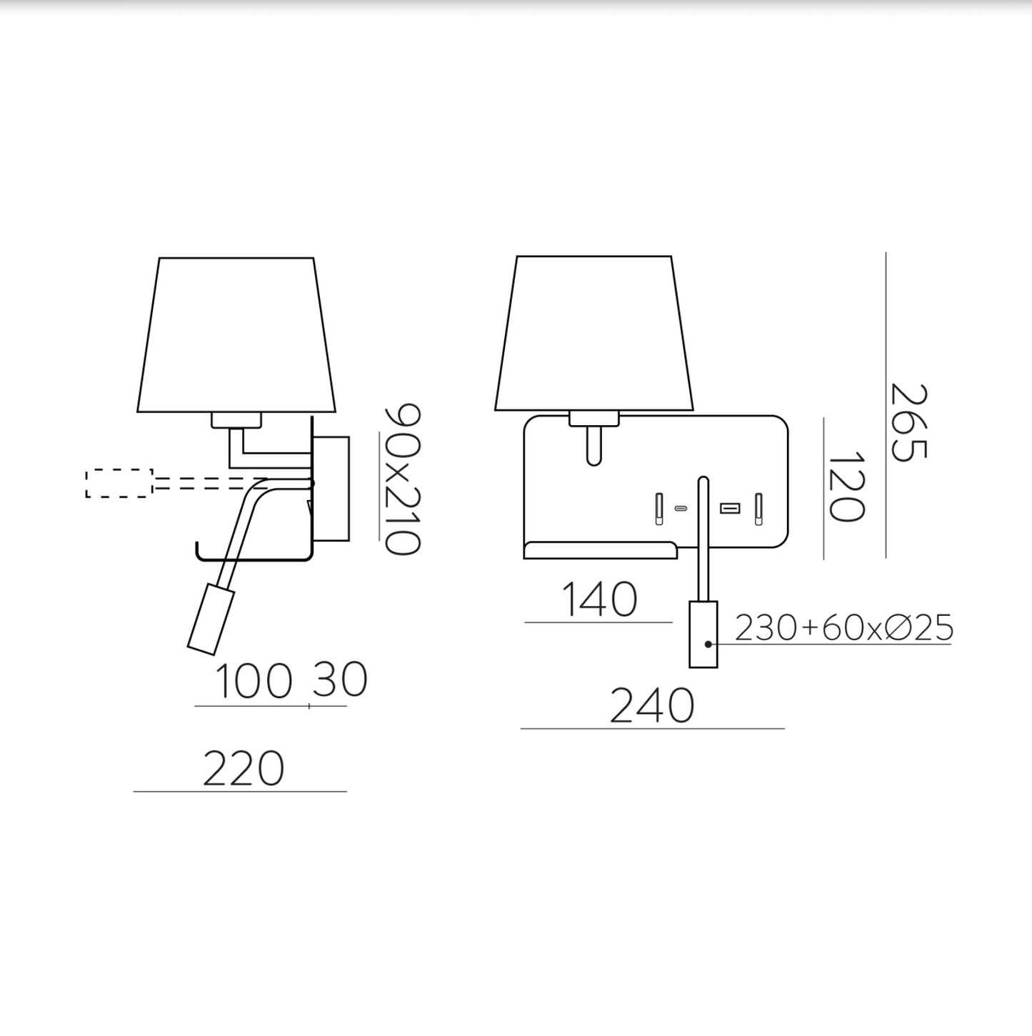 Lampe Murale Intérieure Gauche 2 en 1 HOLD