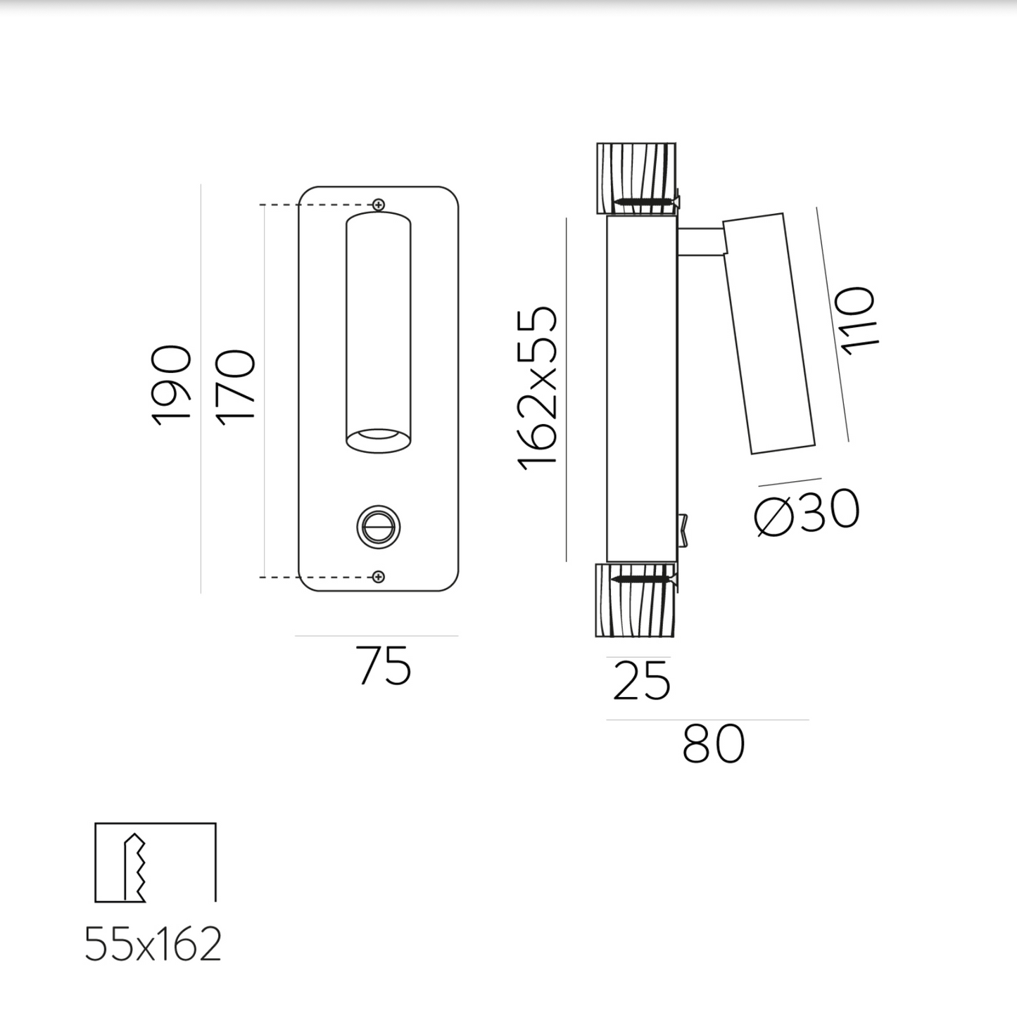 Lampe Murale Intérieure Encastré Ajustable ARON