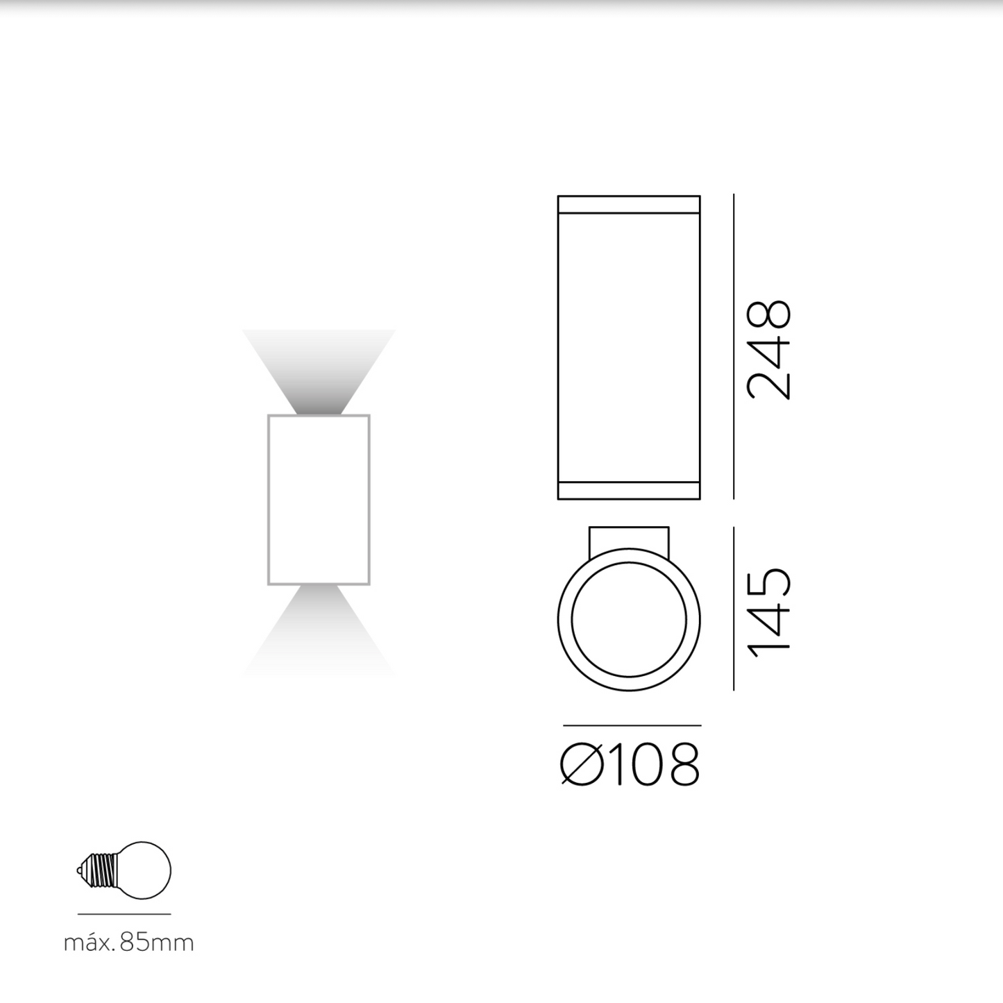 Lampe Murale Extérieure 1 ou 2 Lumières NORI