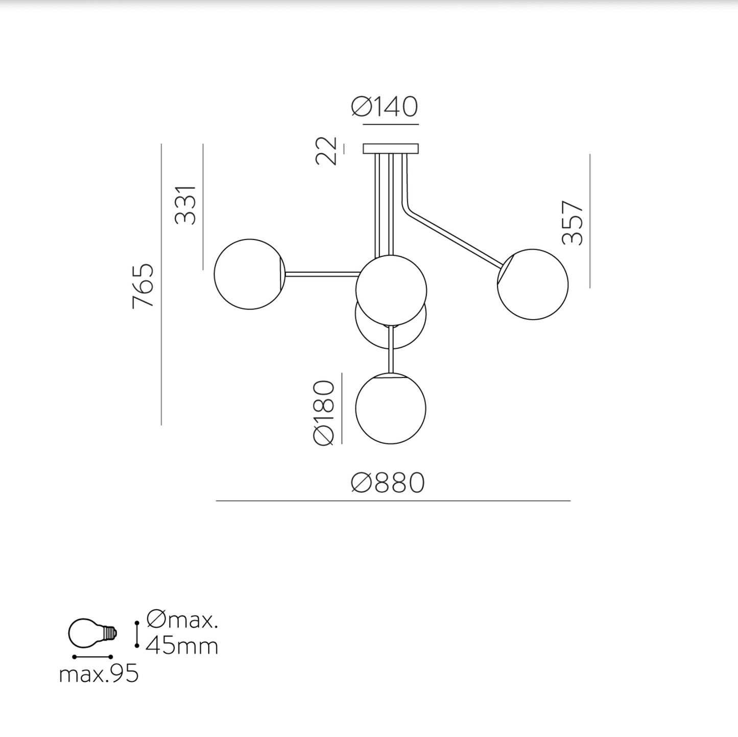 Plafonnier Intérieure 5L PARMA