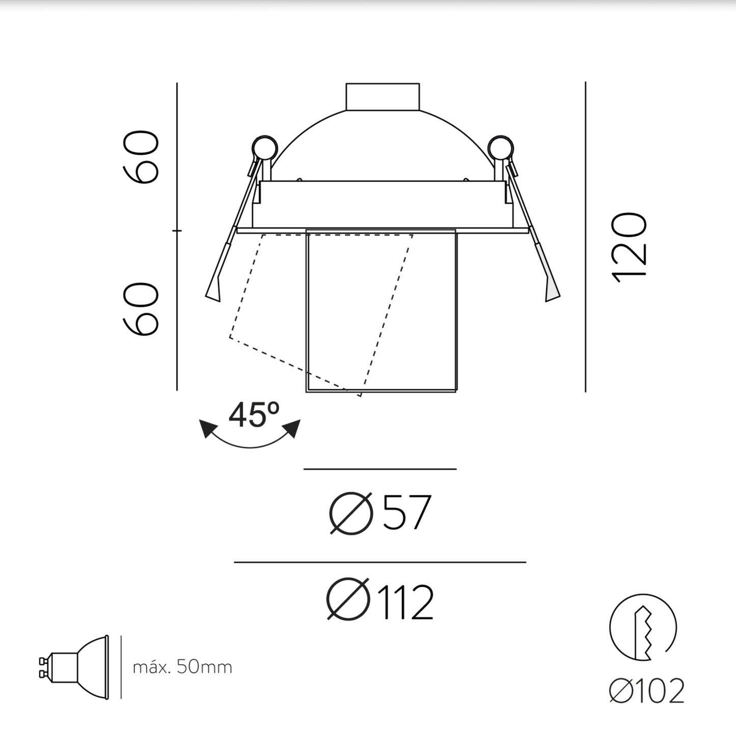 Plafonnier Intérieur Encastré Ajustable GINA