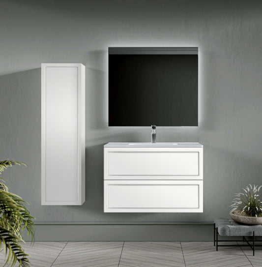 PACK FRAME Meuble et Plan Vasque + Colonne FRAME 100 cm