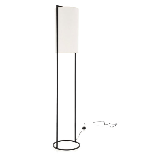 Lampadaire Sintra F design acier noir et abat-jour en coton