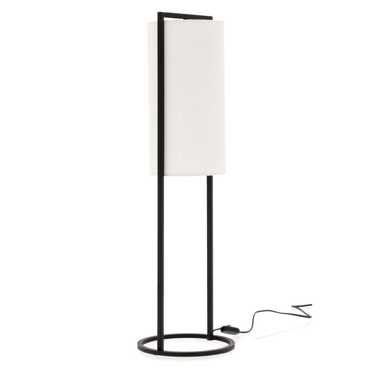 Lampe de table Sintra T noir avec abat-jour coton asymétrique