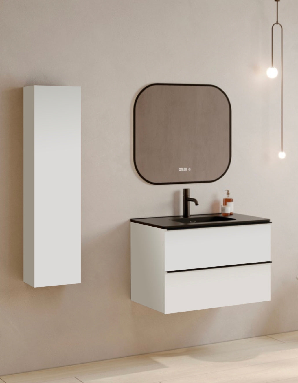 PACK NICE Meuble et Plan Vasque 80 cm + Colonne SUN