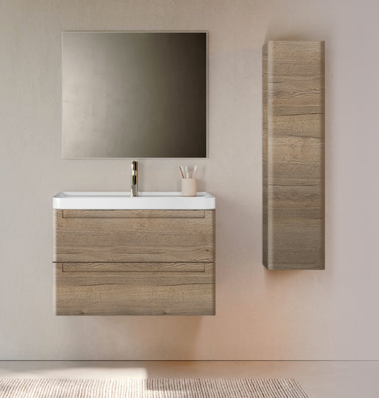 PACK ROUND Meuble et Plan Vasque 80 cm + Colonne ROUND