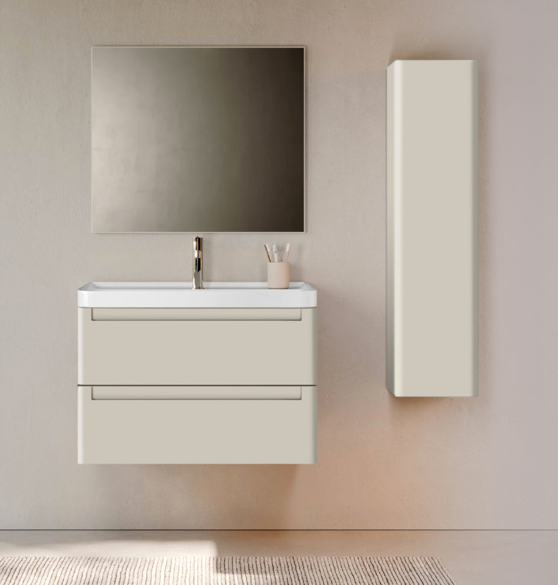 PACK ROUND Meuble et Plan Vasque 80 cm + Colonne ROUND