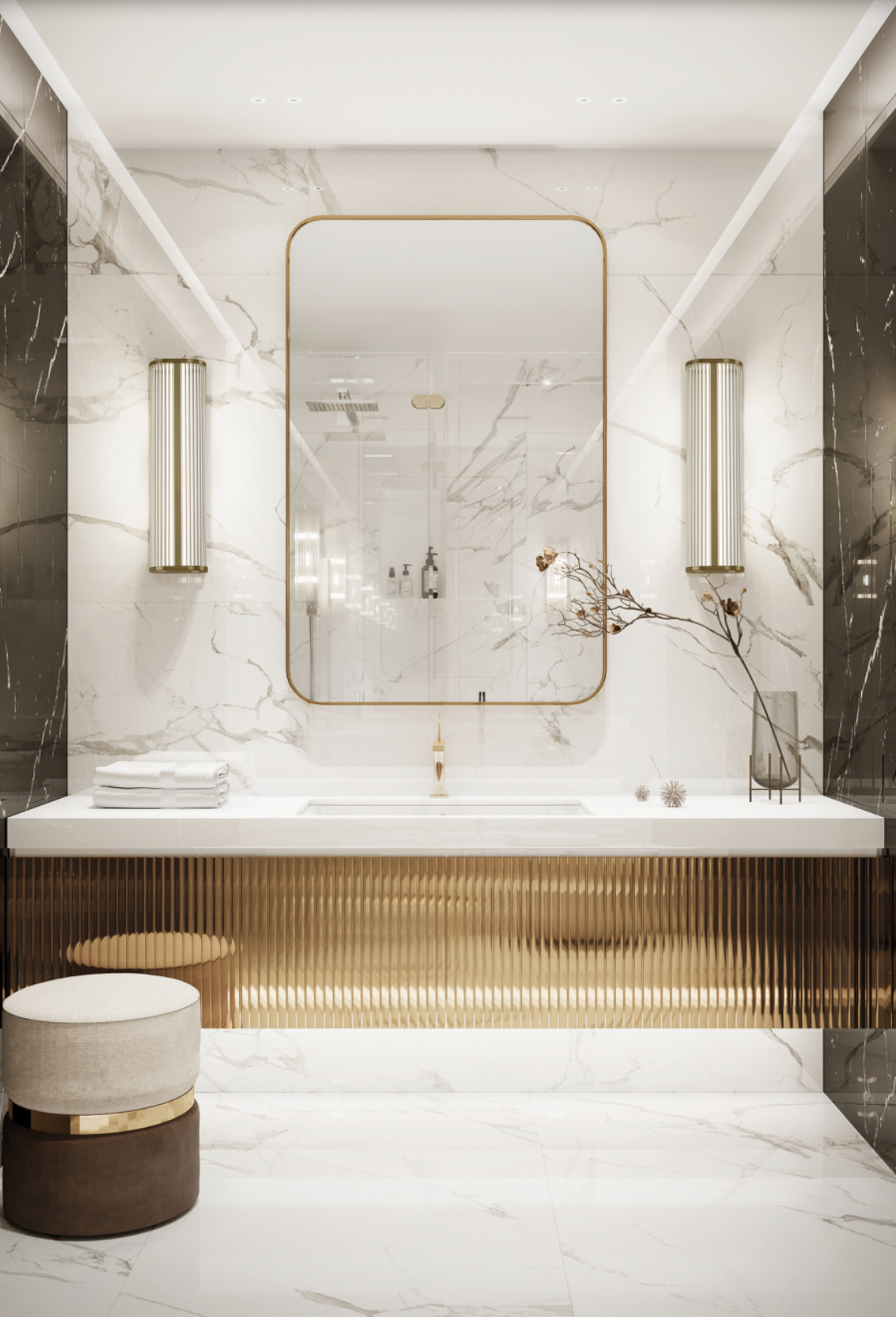 Applique murale Diva Chrome au design moderne et raffiné, finition chromée brillante, diffusant une lumière pure et ajustable pour un éclairage élégant et confortable autour du miroir.