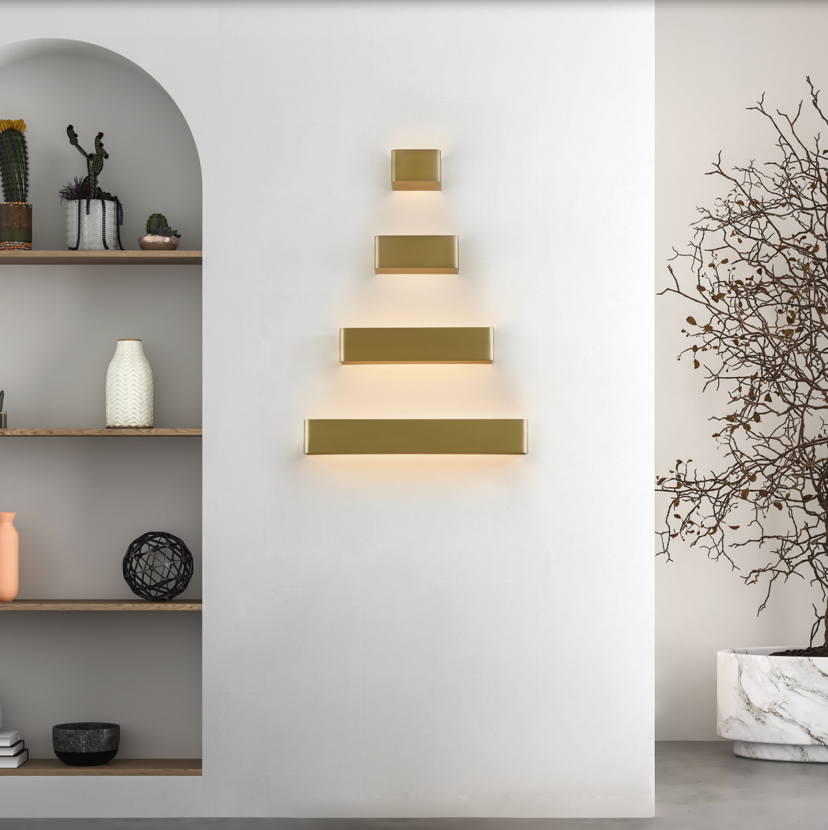 Applique murale Icon au design compact et épuré, combinant lumière directe et indirecte pour un éclairage harmonieux et fluide, idéale pour sublimer couloirs et chambres avec élégance discrète.