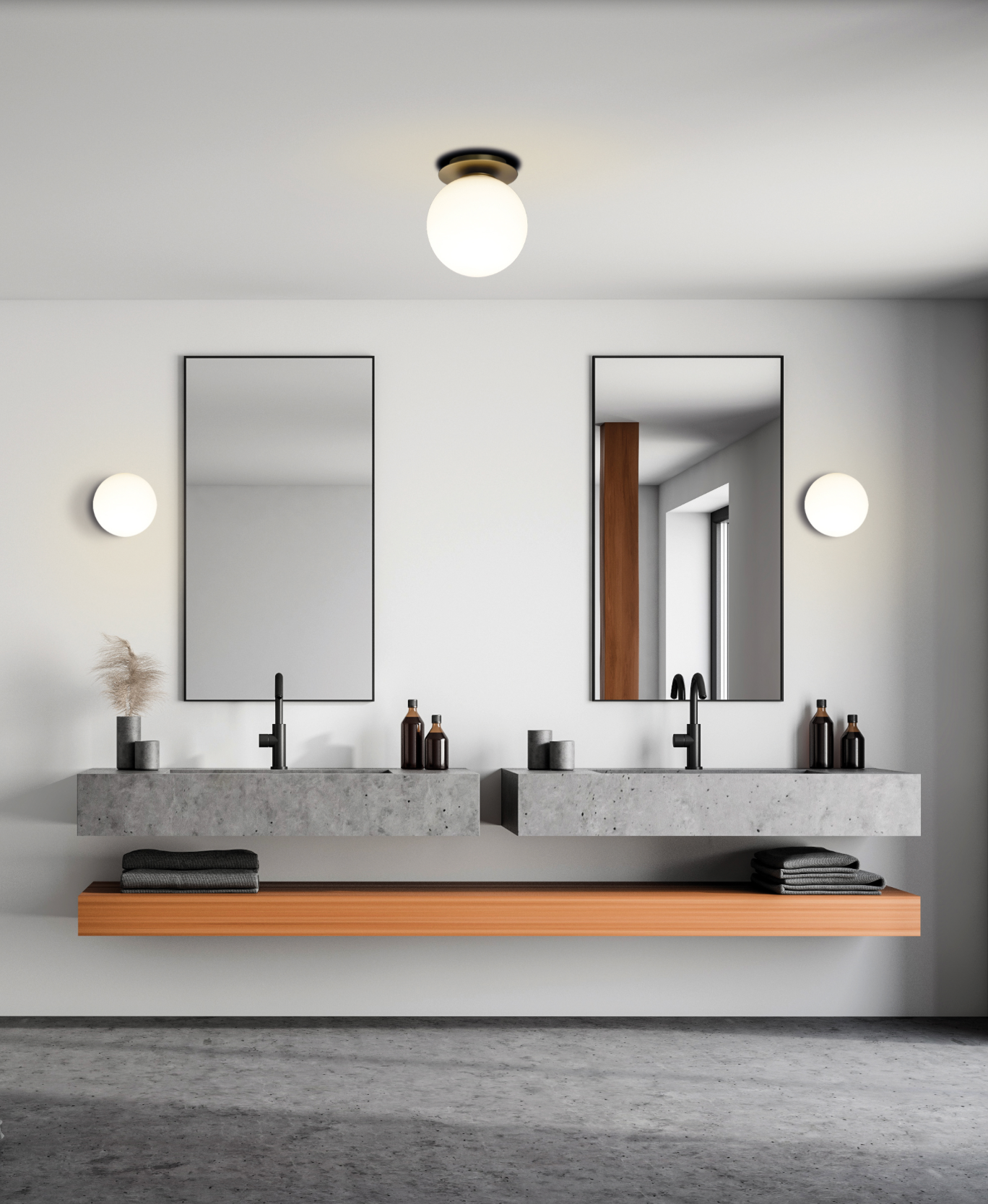 Applique murale au design épuré en verre opalin, diffusant une lumière douce et apaisante, idéale pour tous les espaces, du couloir à la salle de bain, pour un éclairage élégant et polyvalent.