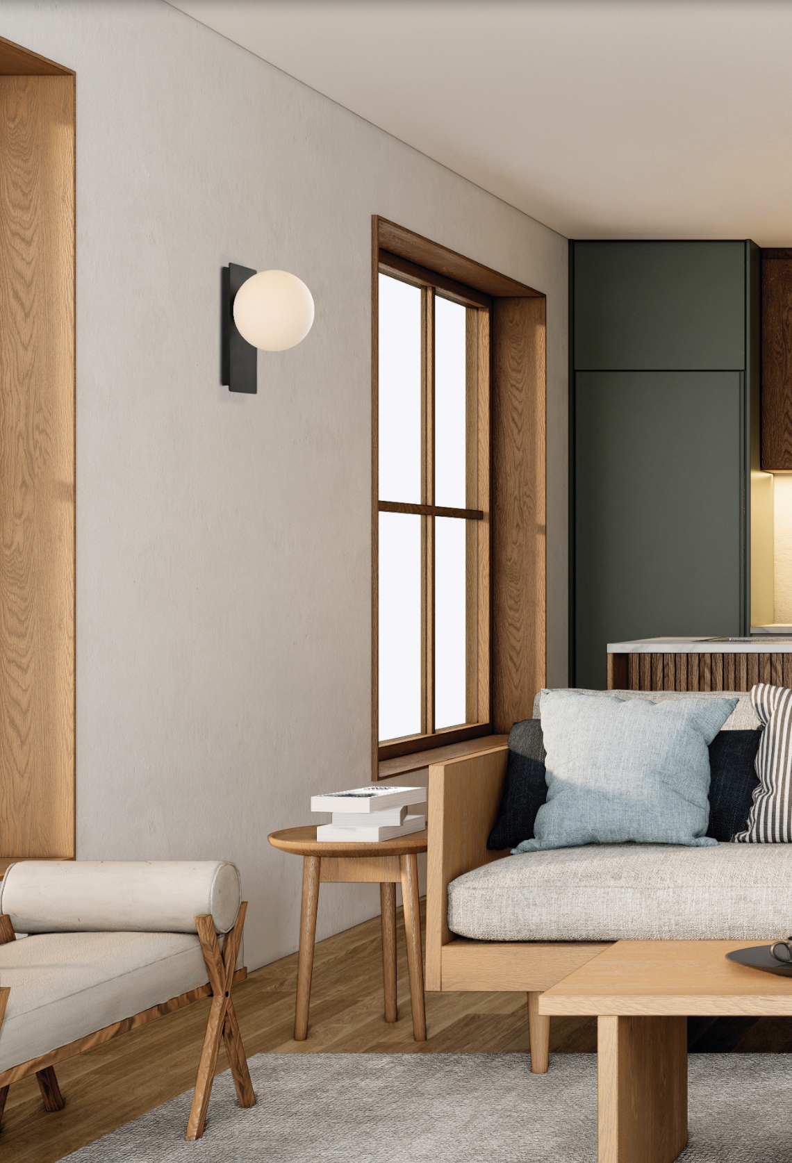 Applique murale design à lumière douce et équilibrée. Alliant minimalisme et élégance, elle crée une ambiance apaisante et chaleureuse tout au long de la journée, pour un confort visuel et décoratif incomparable.