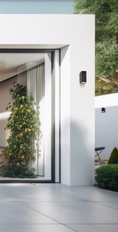 Applique murale intérieure Okra en aluminium, design moderne et minimaliste, diffusant une lumière douce et uniforme idéale pour salons et couloirs.