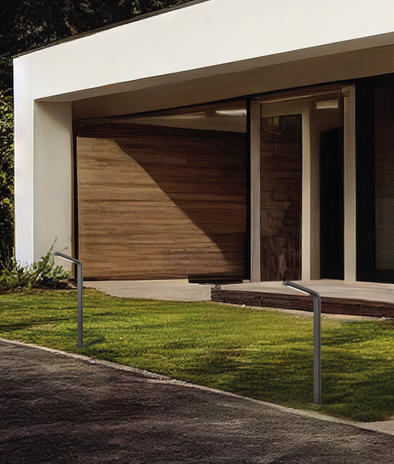 Borne lumineuse extérieure Zen anthracite au design moderne, diffusant une lumière chaude et discrète pour éclairer allées et jardins, résistante aux intempéries grâce à sa protection IP54.