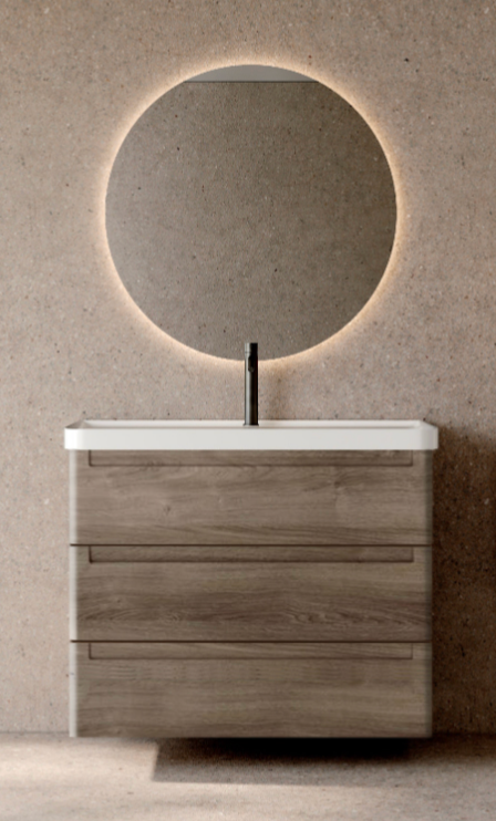 Ensemble ROUND Meuble 3 tiroirs et Plan Vasque 80 cm