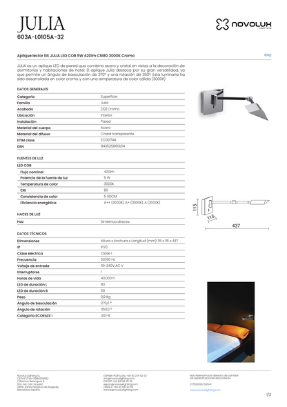 Lampes Murale Intérieure Orientable JULIA