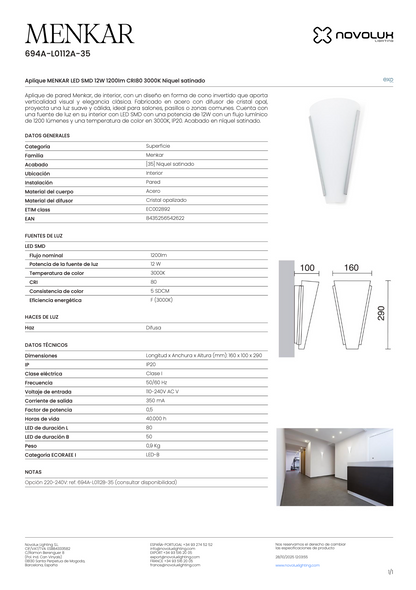 Lampe Murale Intérieure MENKAR