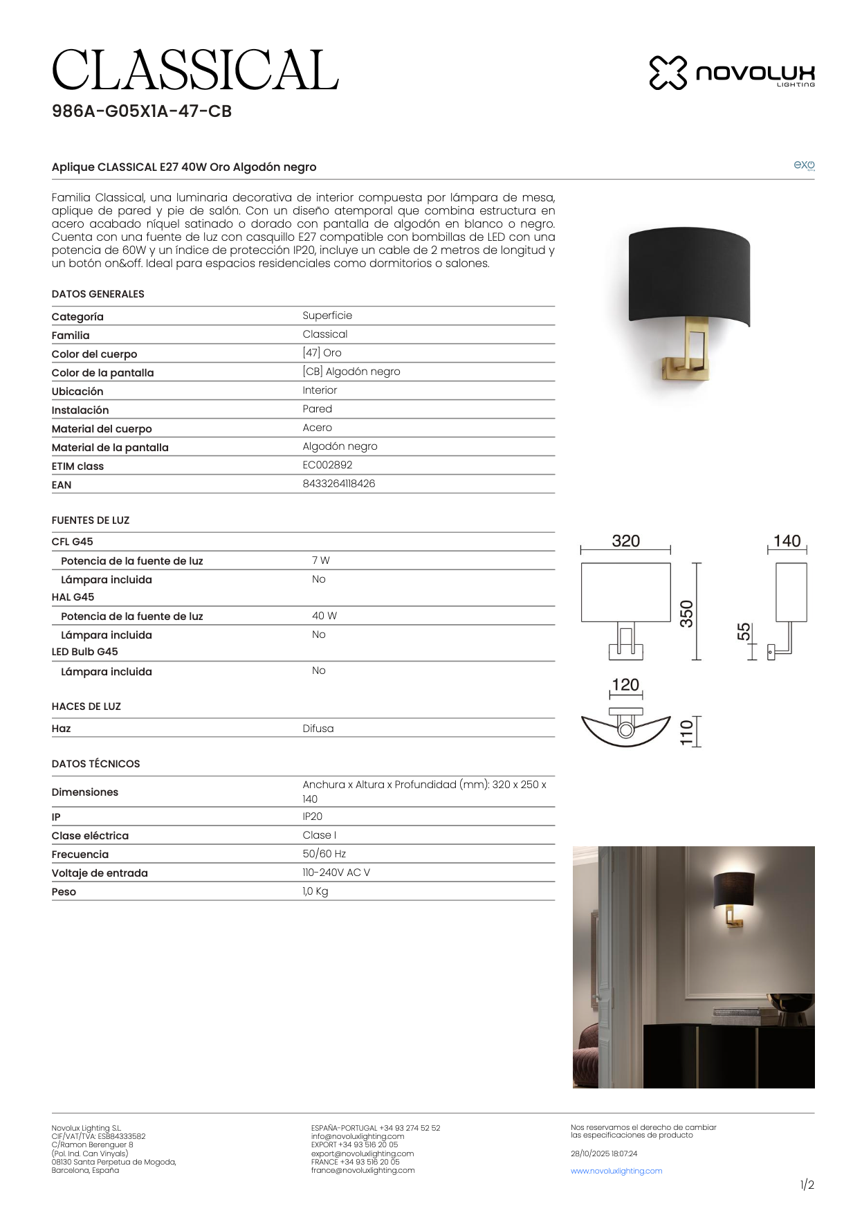 Lampe Murale Intérieure CLASSICAL