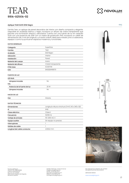 Lampe Murale Intérieure TEAR