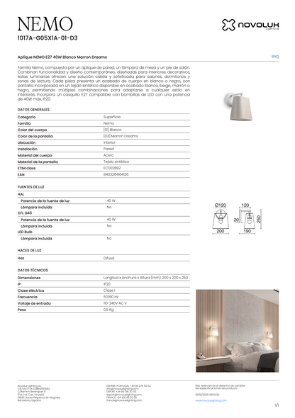 Lampe Murale Intérieure NEMO