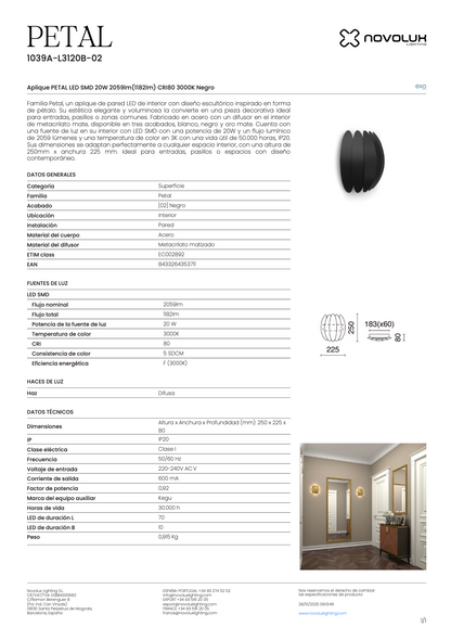 Lampe Murale Intérieure PÉTALE