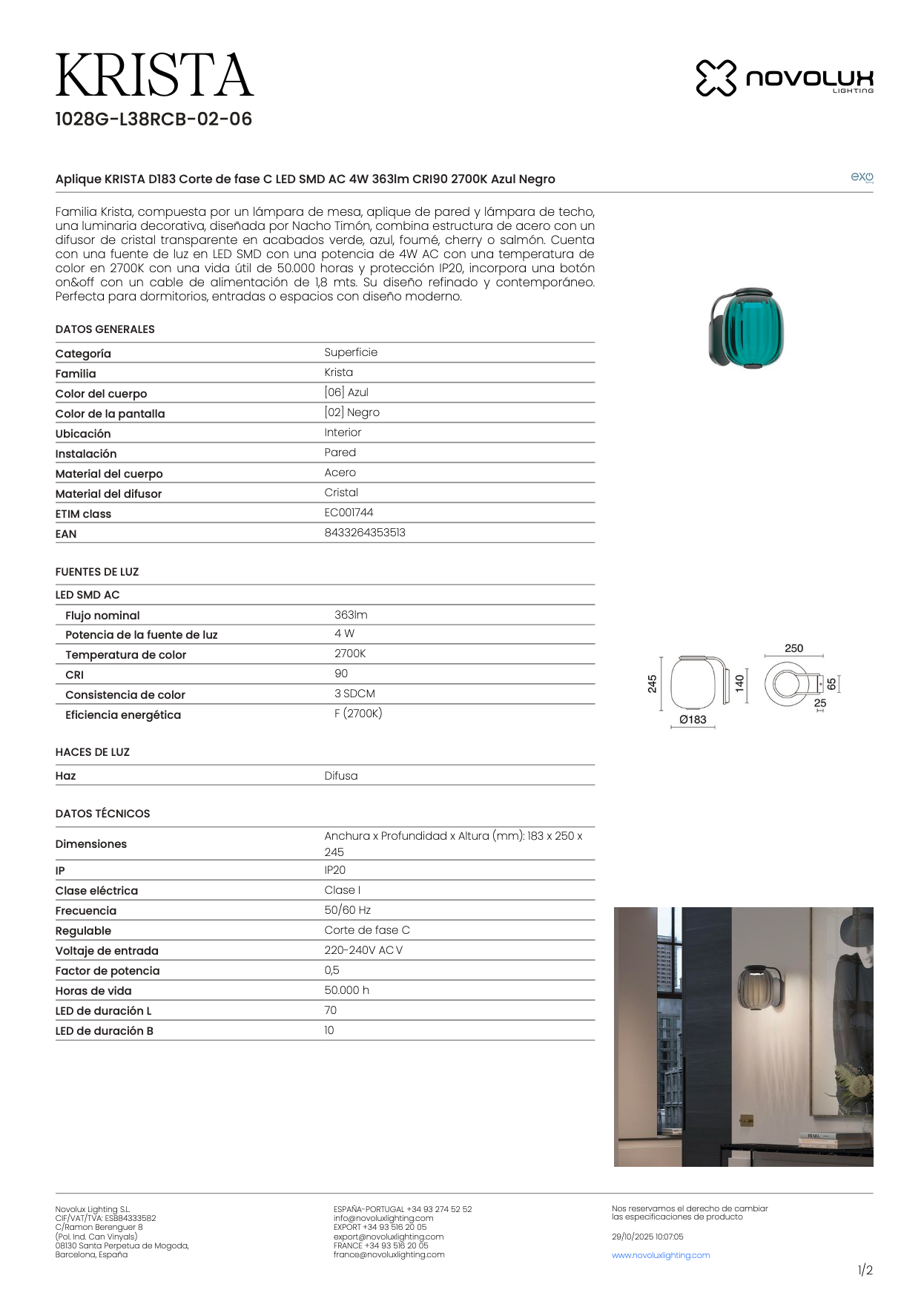 Lampe Murale Intérieure KRISTA