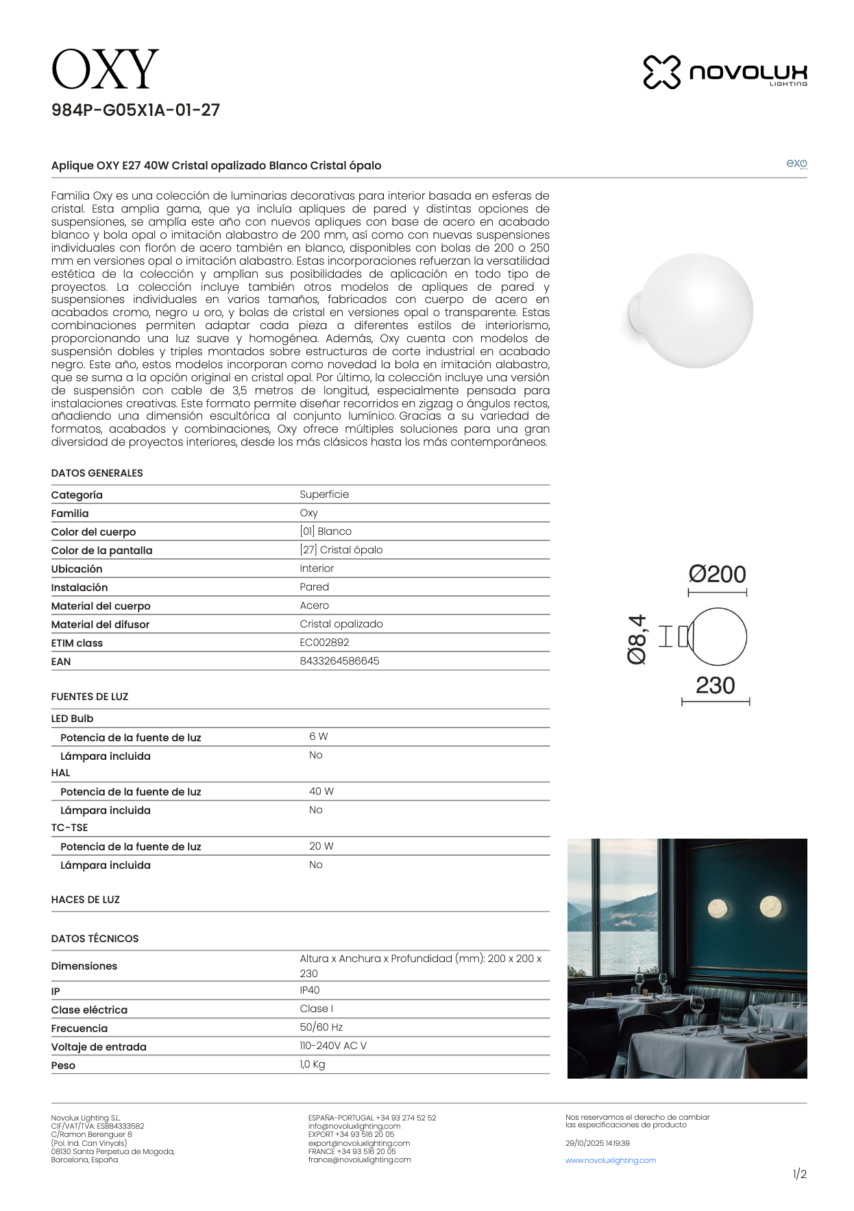 Lampe Murale Intérieure Ampoule OXY