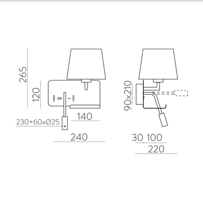 Lampe Murale Intérieure 2 en 1 Droite HOLD
