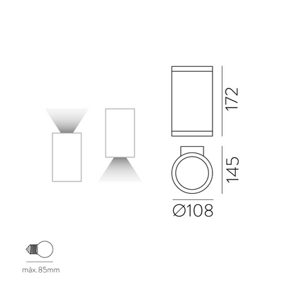 Lampe Murale Extérieure 1 ou 2 Lumières NORI