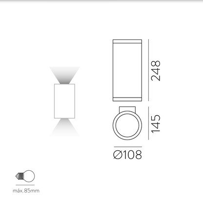 Lampe Murale Extérieure 1 ou 2 Lumières NORI