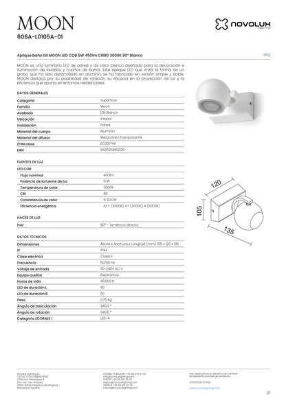 Lampe Murale Intérieure Orientable MOON