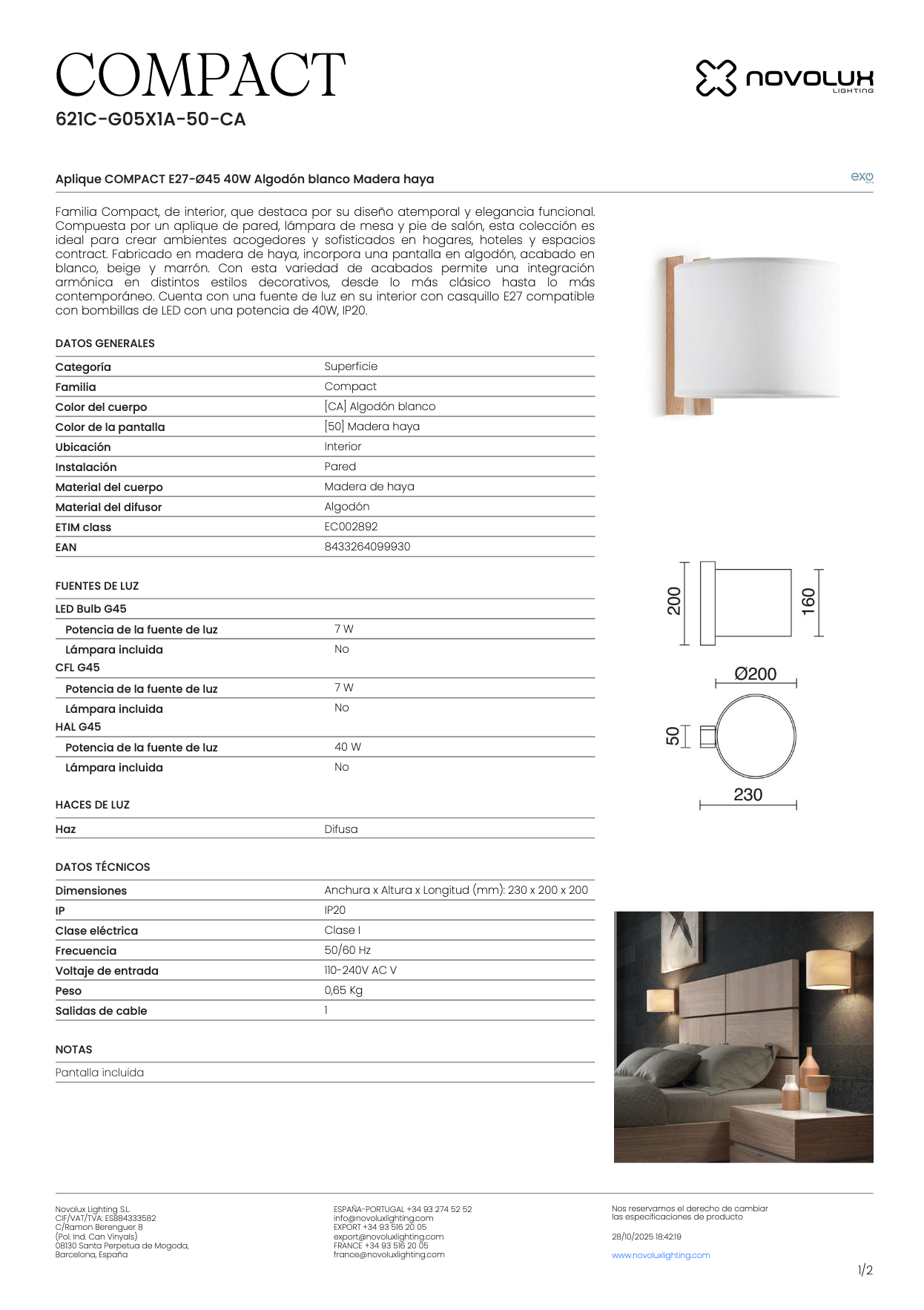 Lampe Murale Intérieure COMPACT