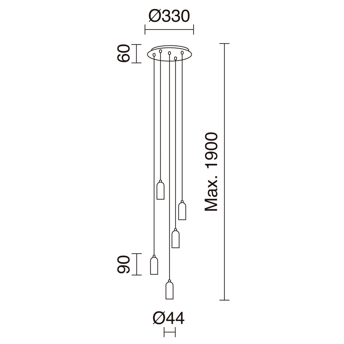 Suspension Intérieure 5 Ampoules STYLE