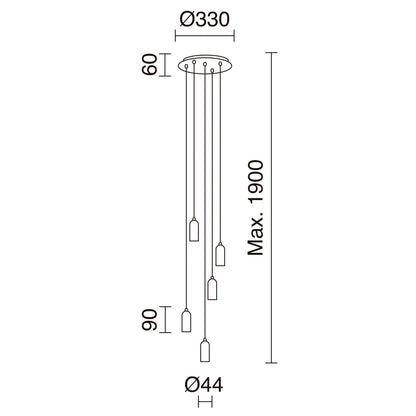 Suspension Intérieure 5 Ampoules STYLE