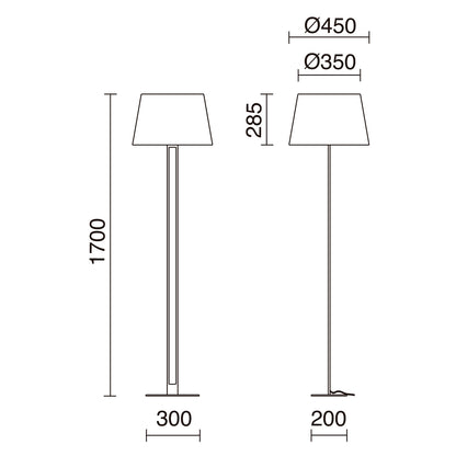 Lampadaire CLASSICAL E27 60W abat-jour coton blanc élégant