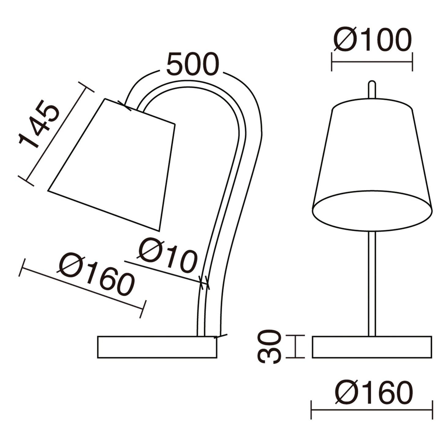 Lampe de table Montecarlo design noir avec abat-jour en coton