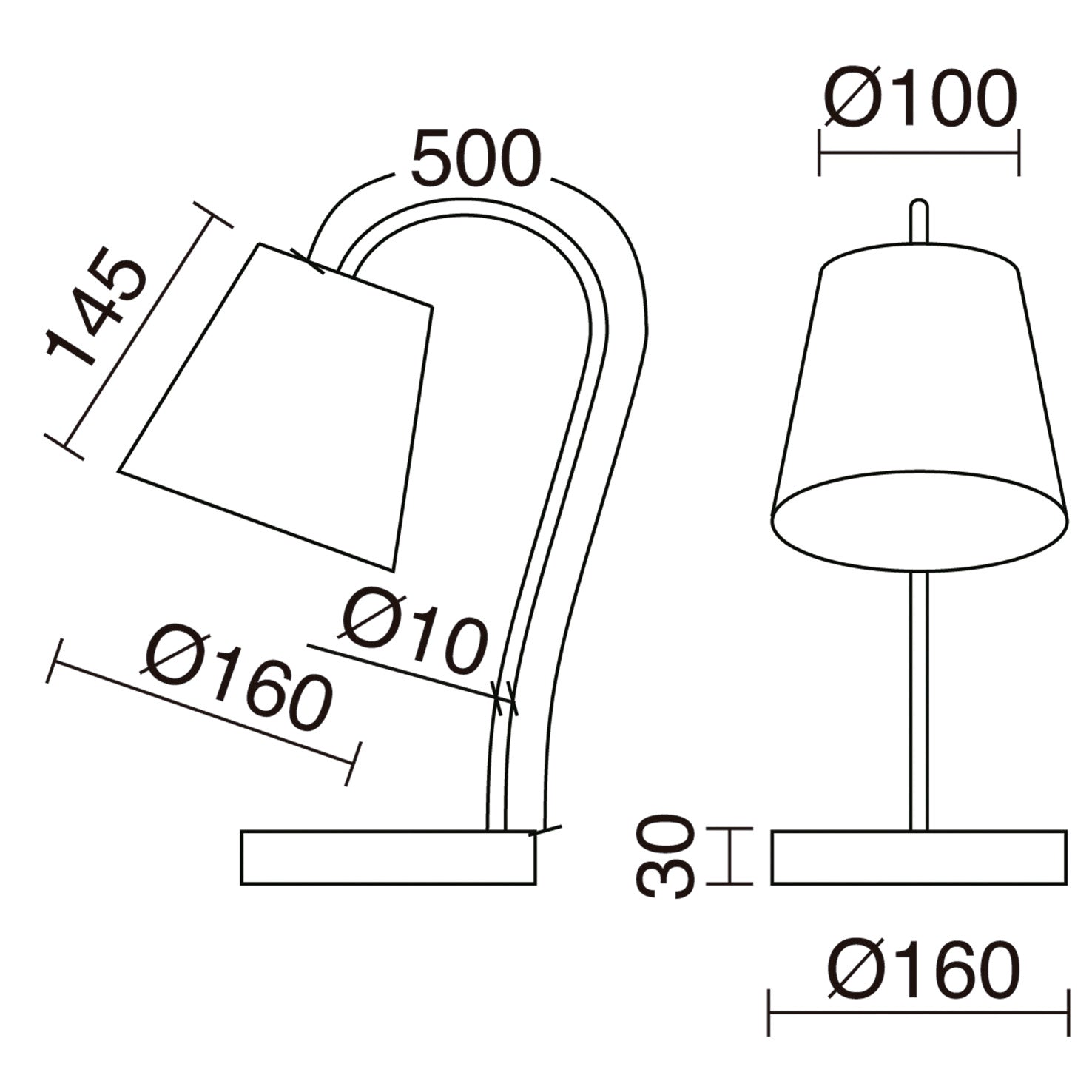 Lampe de table Montecarlo design noir avec abat-jour en coton